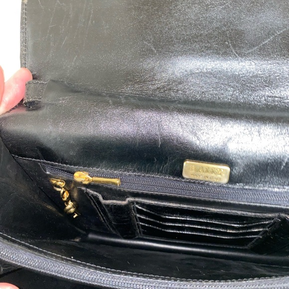 Bally Black and Gold Leather Wristlet Clutch with Elegant Clasp